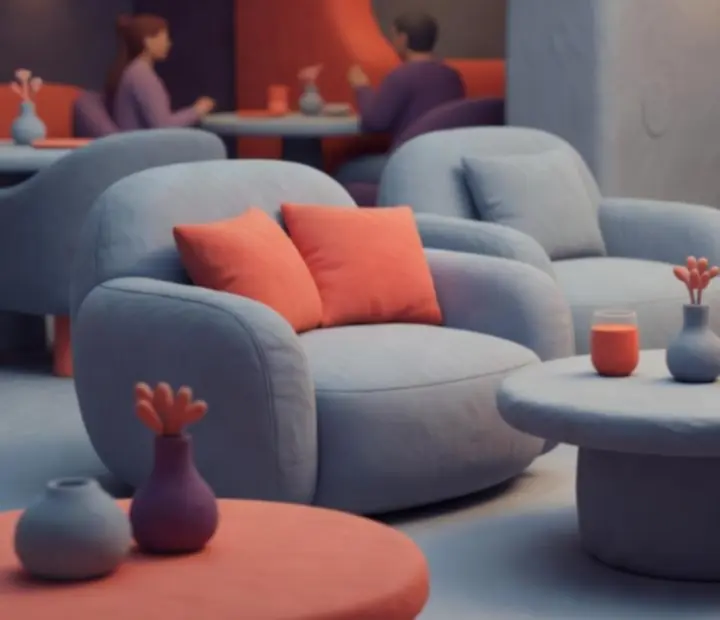 Espace lounge avec coussins et lumière douce pour se détendre