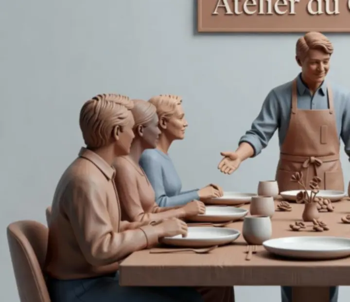 Hôte préparant une table pour une occasion privée à Atelier du Goût