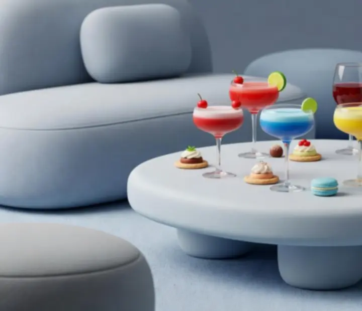 Cocktails colorés et grignotages élégants dans le lounge de l’Atelier du Goût